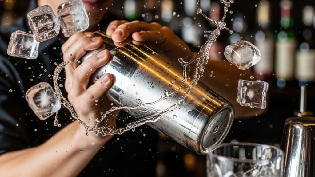 _Shaking a margarita cocktail to achieve perfect dilution.