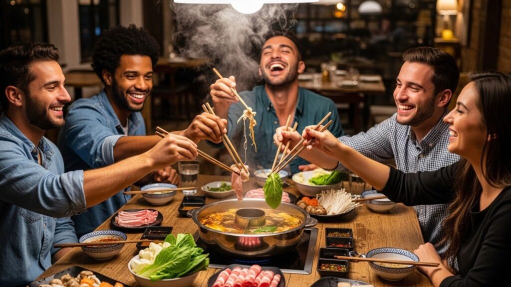 Social dining experience with homemade Chinese hot pot. (1)