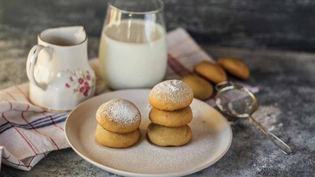 Close-up of freshly baked mini vanilla scones for tea party